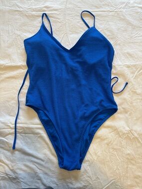 No Boundaries Royal Blue Textured One-Piece Swimwear